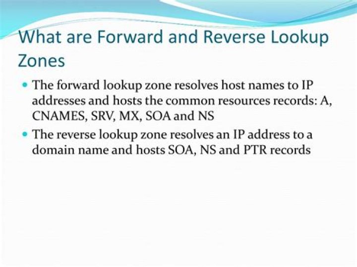 What is DNS forward and reverse lookup zones?