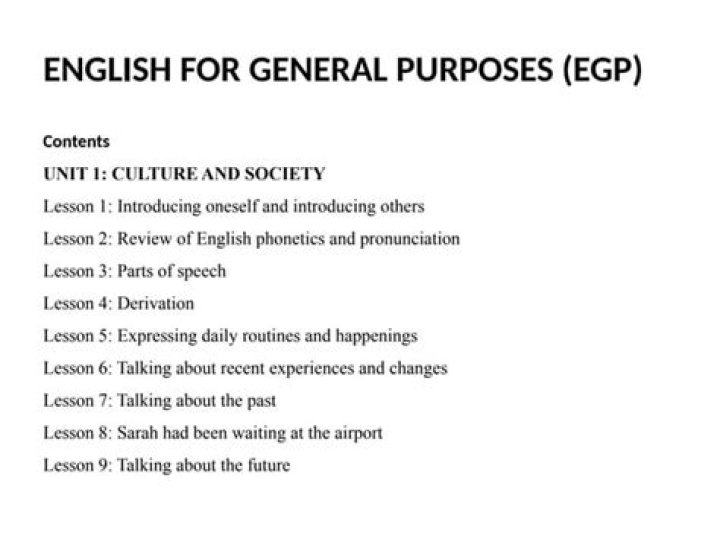 What is EGP English for general purposes?