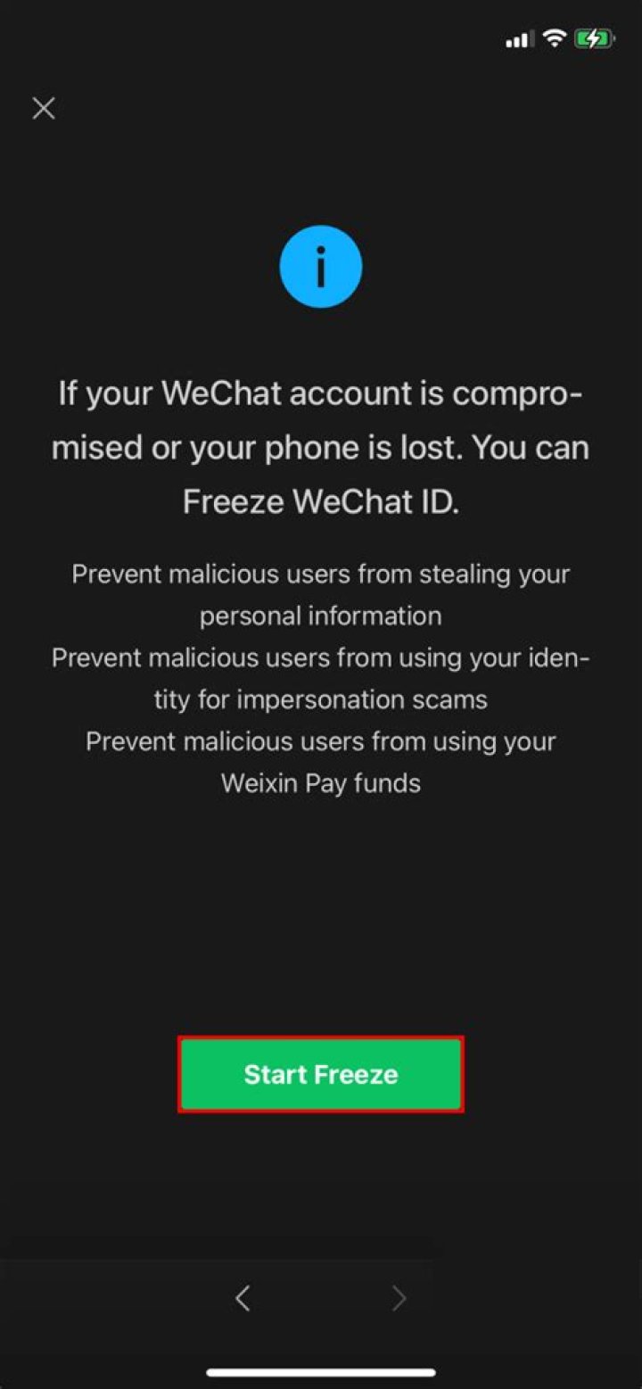 What is freeze account on WeChat?