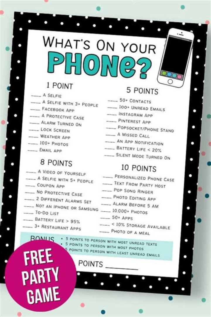 What is in my phone party game?
