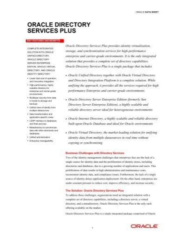 What is Oracle Directory Services Plus?
