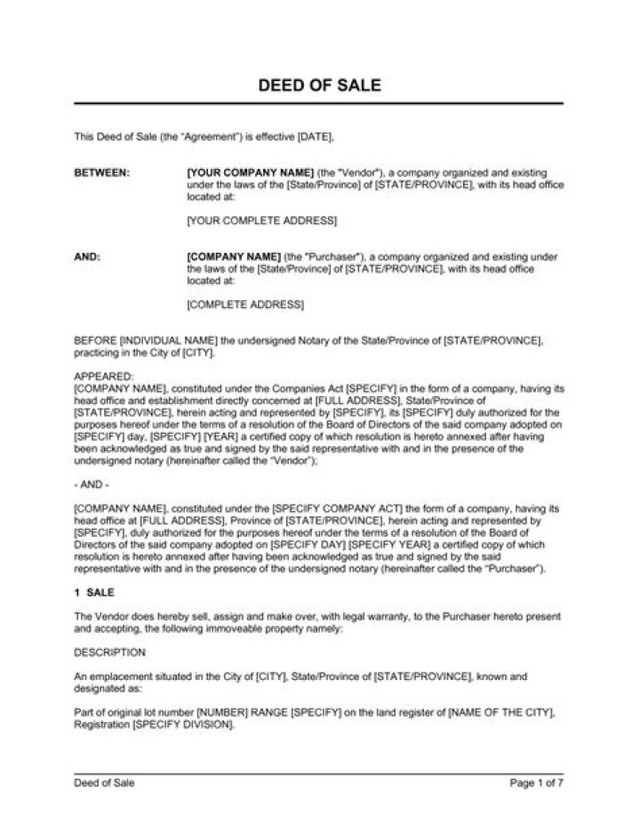 What is original sale deed?