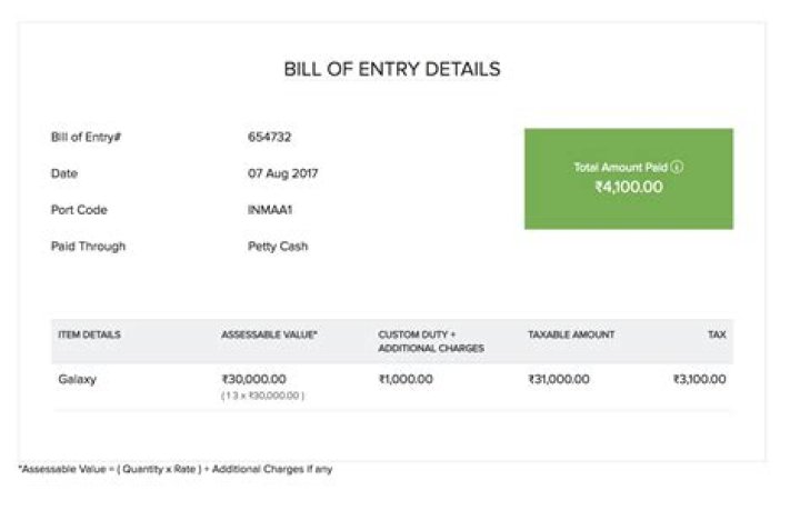 What is port code in bill of entry?