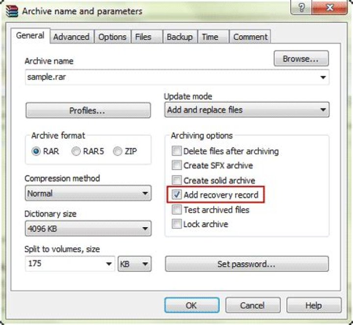 What is RAR recovery volume?