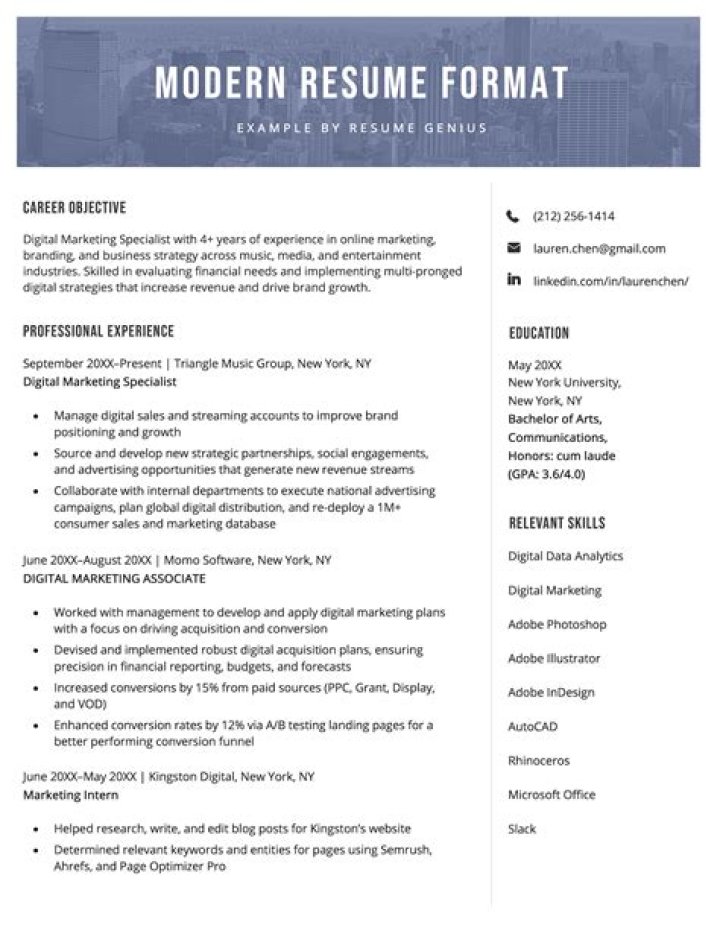 What is resume write the format of a resume with an example?