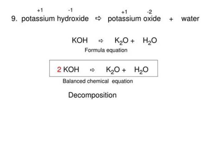 What is the balanced equation for potassium oxide?