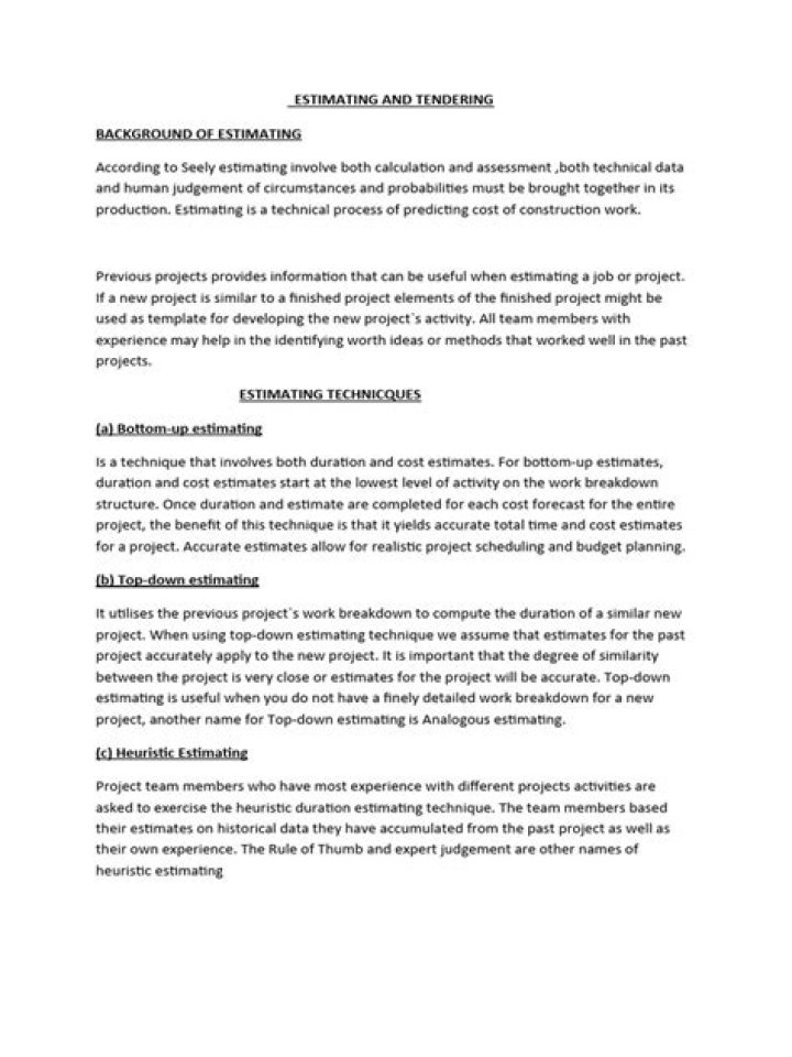 What is the difference between estimating and tendering?