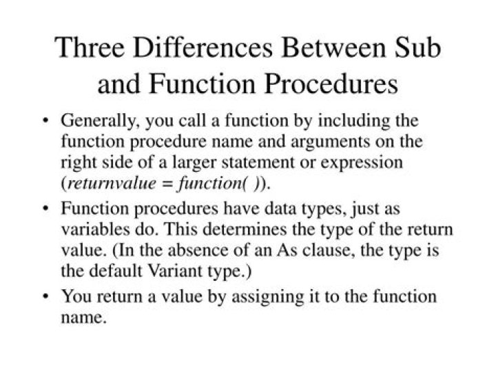 What is the difference between function and sub procedure?
