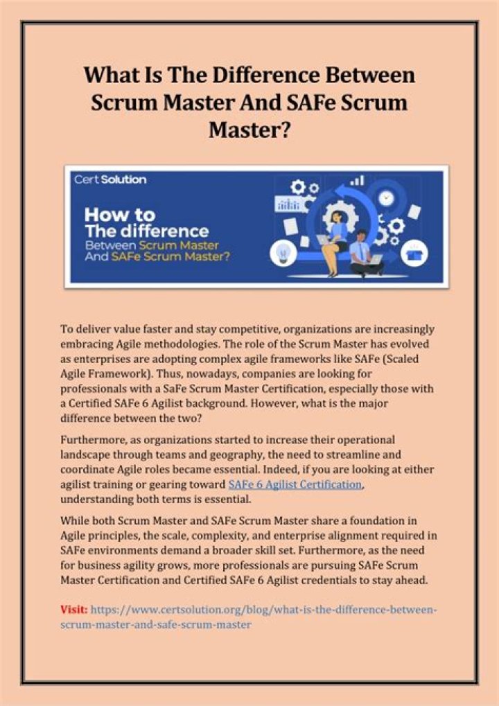What is the difference between Scrum Master and SAFe Scrum Master?
