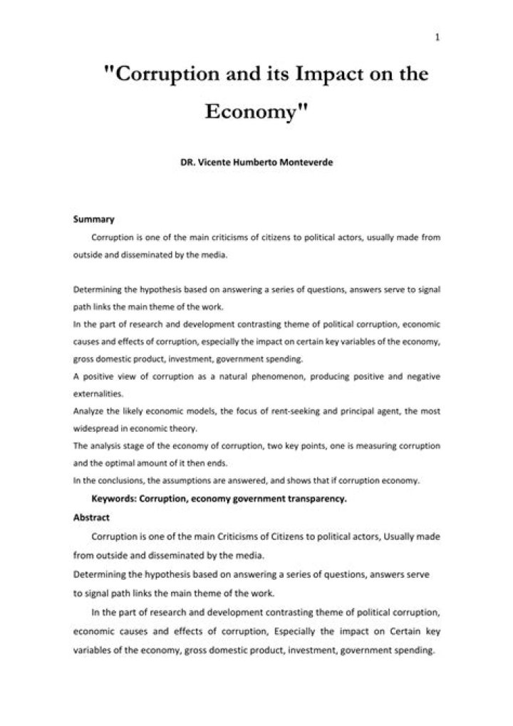 What is the impact of corruption on the economy?