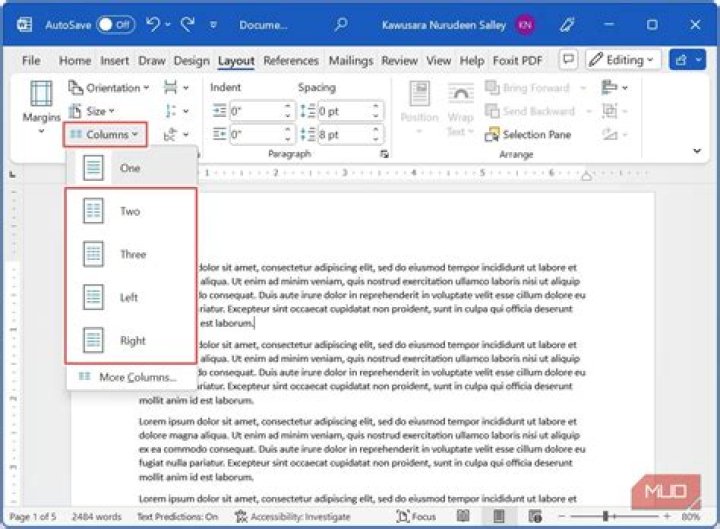 What is the maximum number of rows and columns in Microsoft Word?