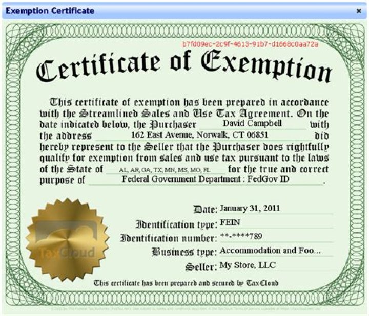 What is the meaning of Exemption Certificate?