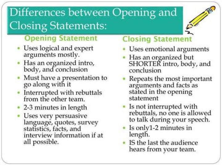 What is the purpose of opening and closing statements?