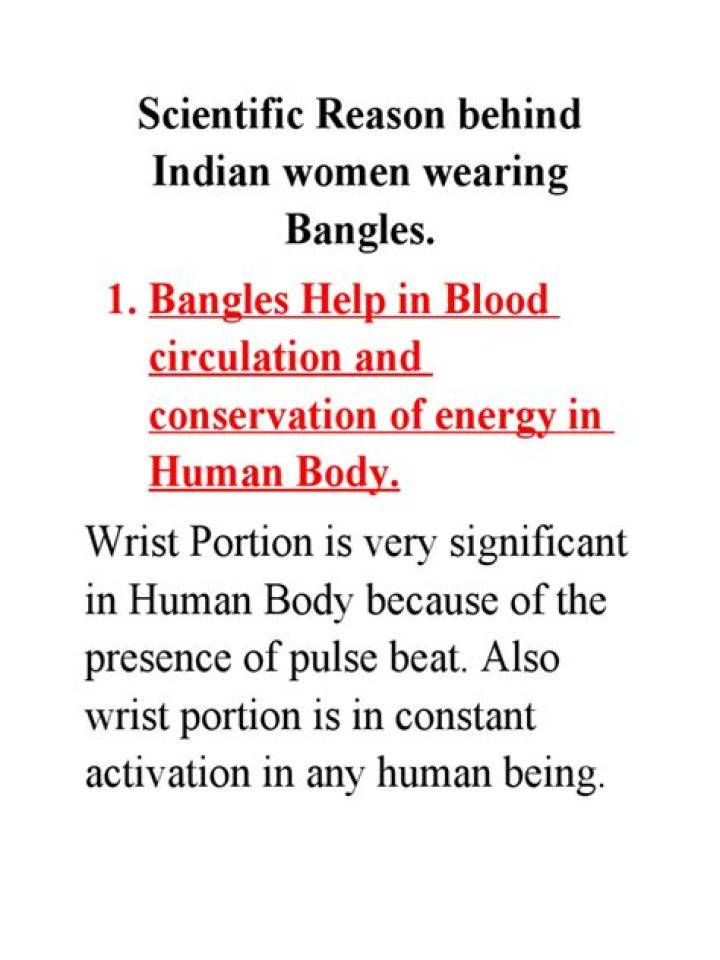 What is the scientific reason behind wearing bangles?