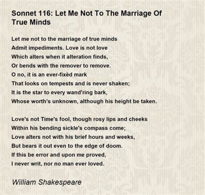 What is the theme of the poem Let me not to the marriage of true minds?