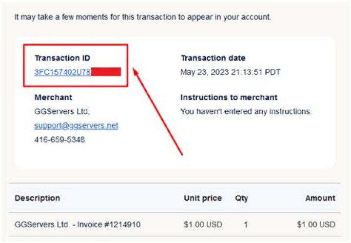 What is the transaction ID on PayPal?