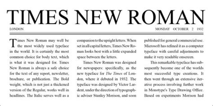 What is Times New Roman used for?