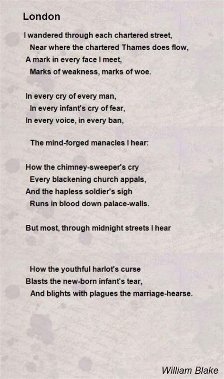 What is William Blakes most famous poem?