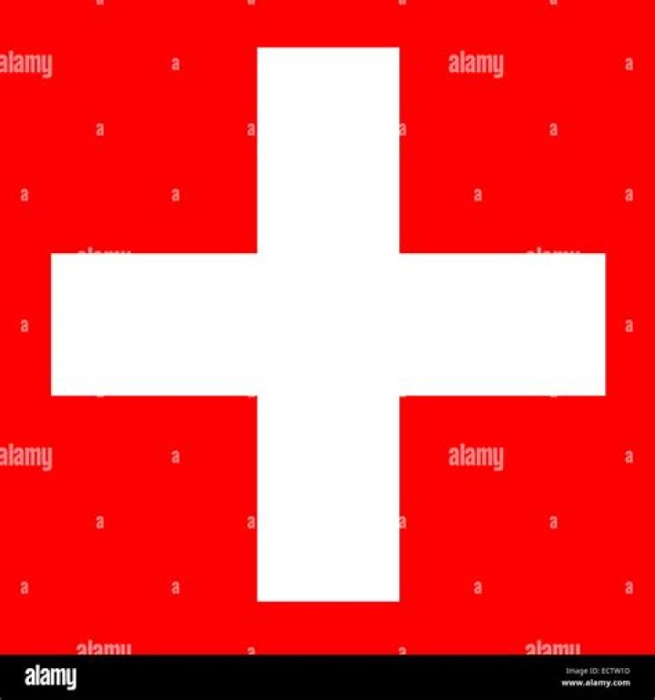 What logo has a red background and white cross?