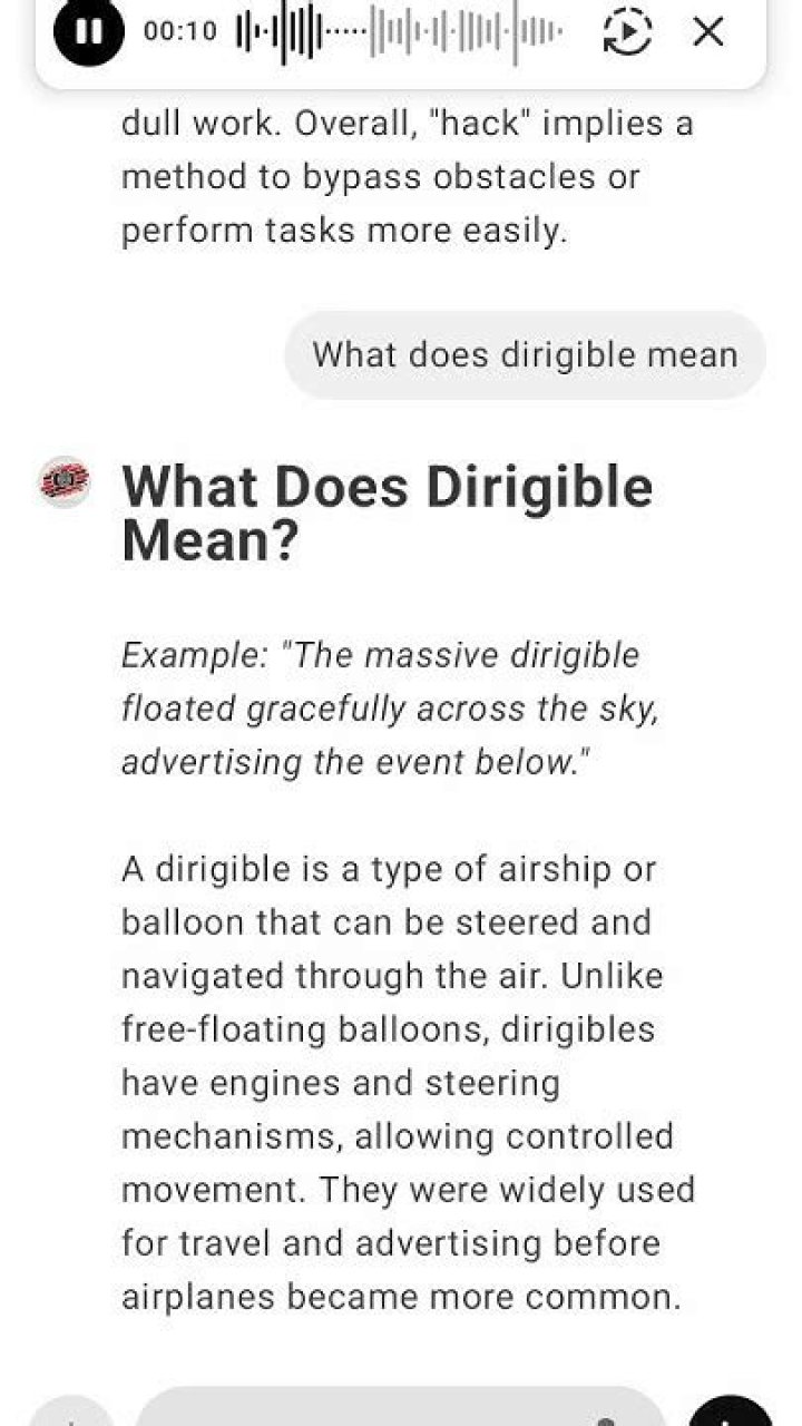 What means dirigible?