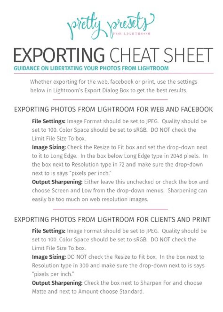 What resolution should I export from Lightroom for printing?