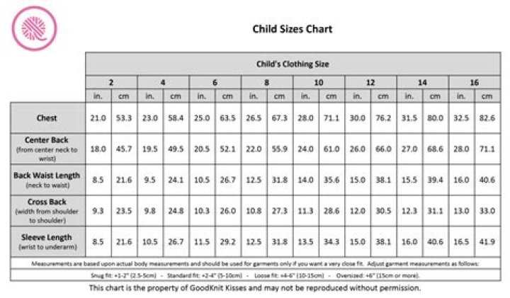 What size is 7/8 years in CM?