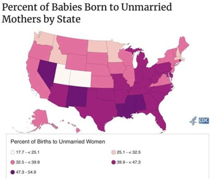 What state has the most unwed mothers?
