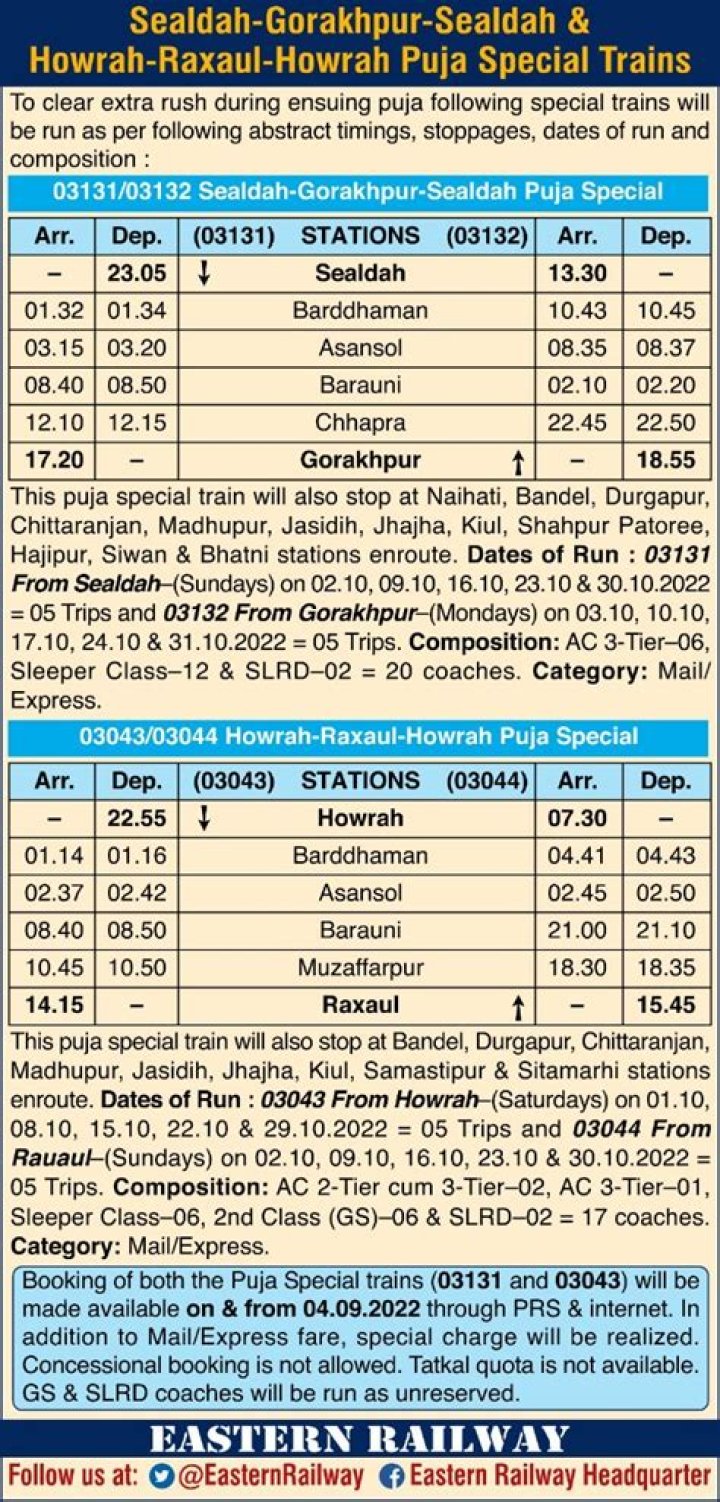 What was to Sealdah train time table?