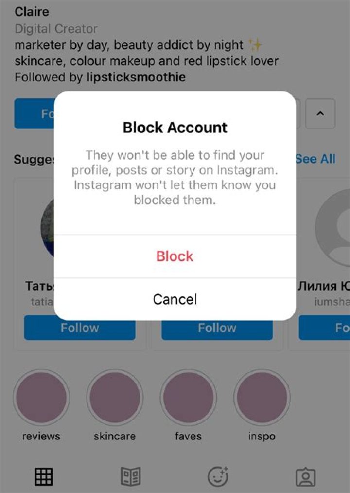 What will happen if someone blocked me on Instagram?