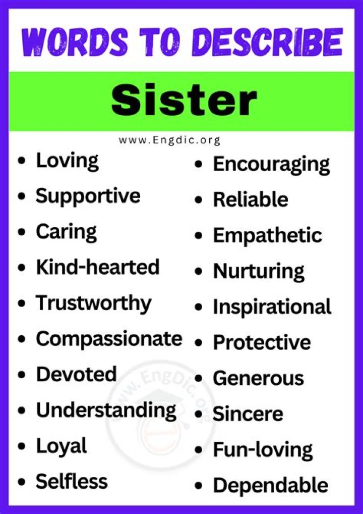 What words describe a sister?