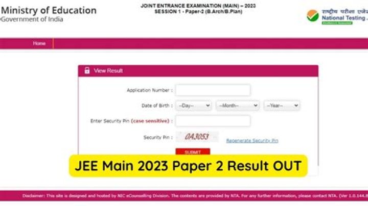 When jee main paper 2 results will be declared?