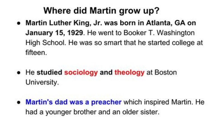 Where did Martin Luther King Jr grow up?