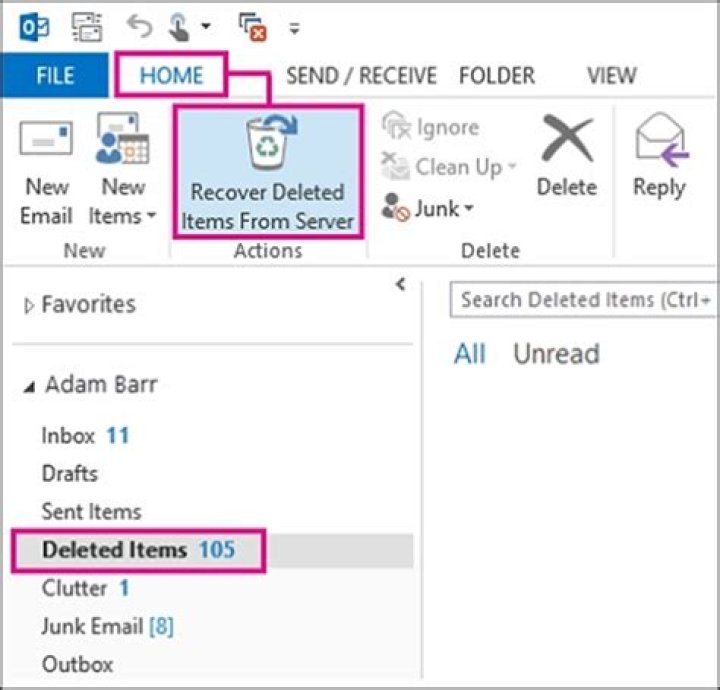 Where do deleted Outlook folders go?