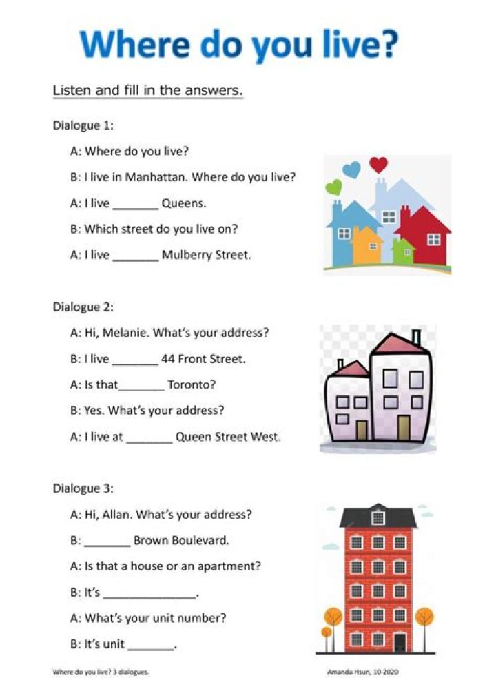 Where do you live answer in English?