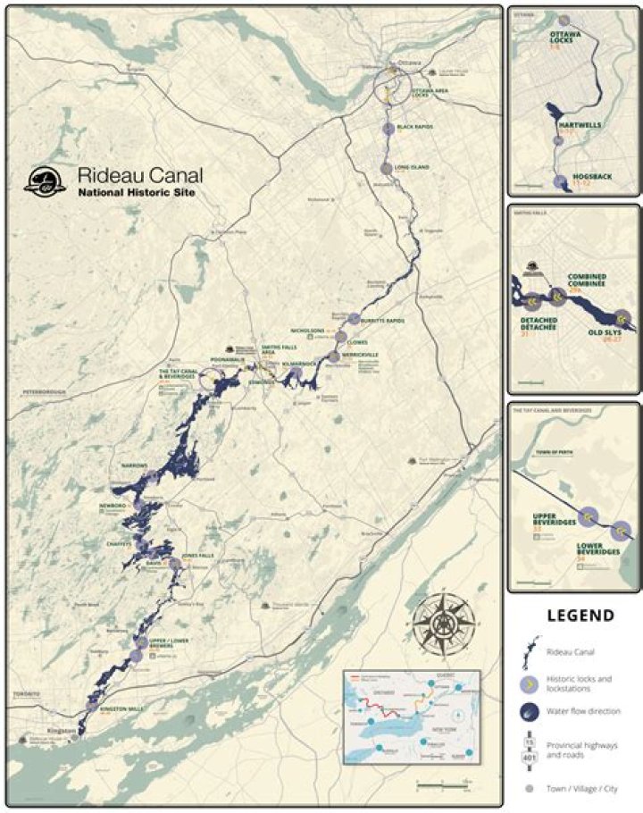 Where does Rideau Canal start and finish?