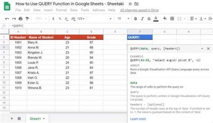Where is function in Google Sheets?