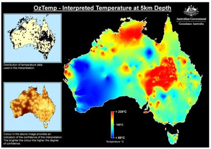 Where is geothermal energy found in Australia?