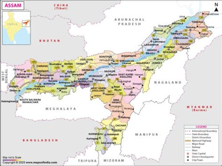 Where is Tezpur in Assam map?