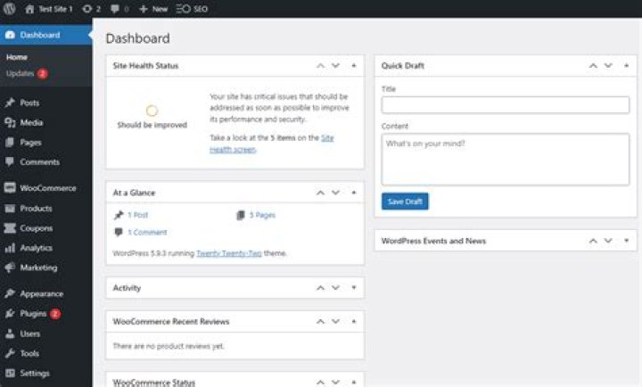 Where is the dashboard in WordPress?