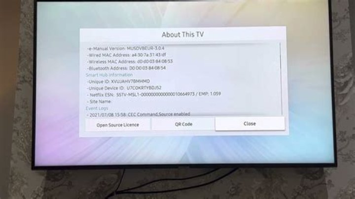 Where is the MAC address on a Samsung Smart TV?