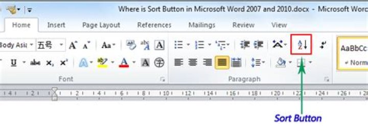 Where is the Sort button in Word 2016?