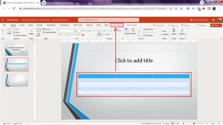 Where is the Table Layout tab in PowerPoint?