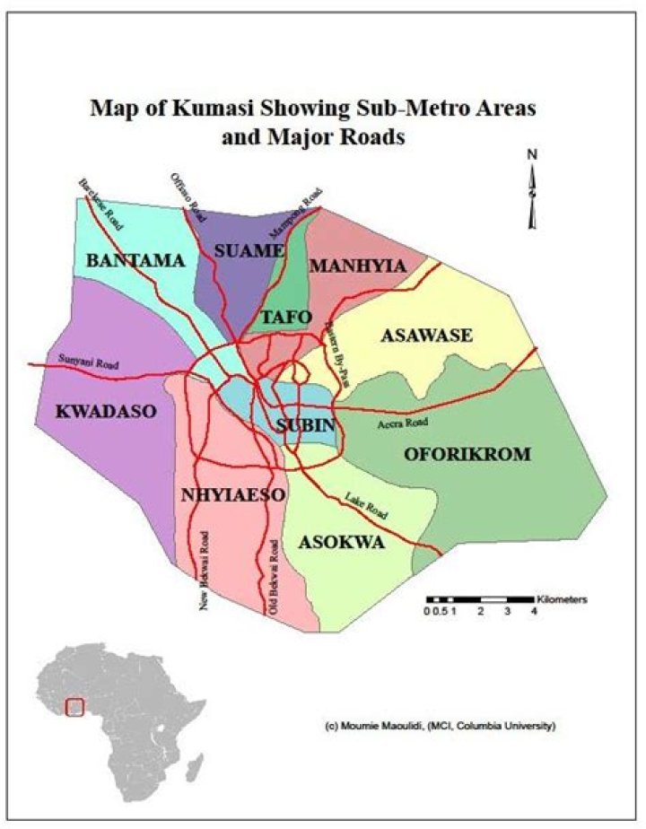 Which district is Atonsu in Kumasi?