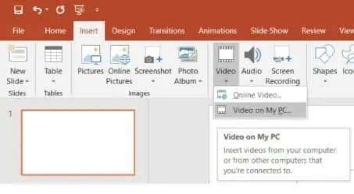 Which group has the option of inserting a movie clip in PowerPoint?