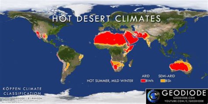 Which has a hot and dry climate?