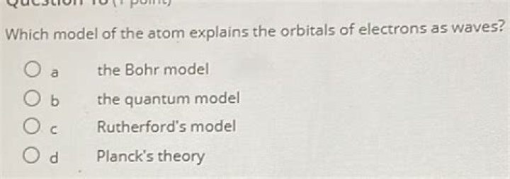 Which model of the atom explains the orbitals of electrons as waves?
