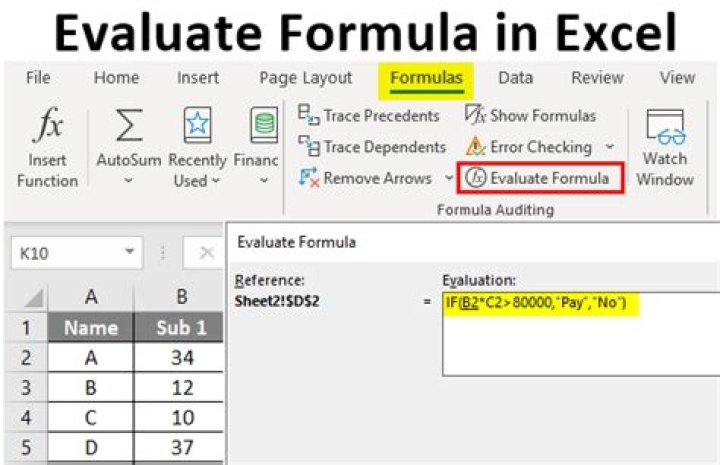 Which option is used to evaluate the formula step by step?