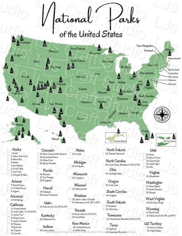 Which states have a national park?