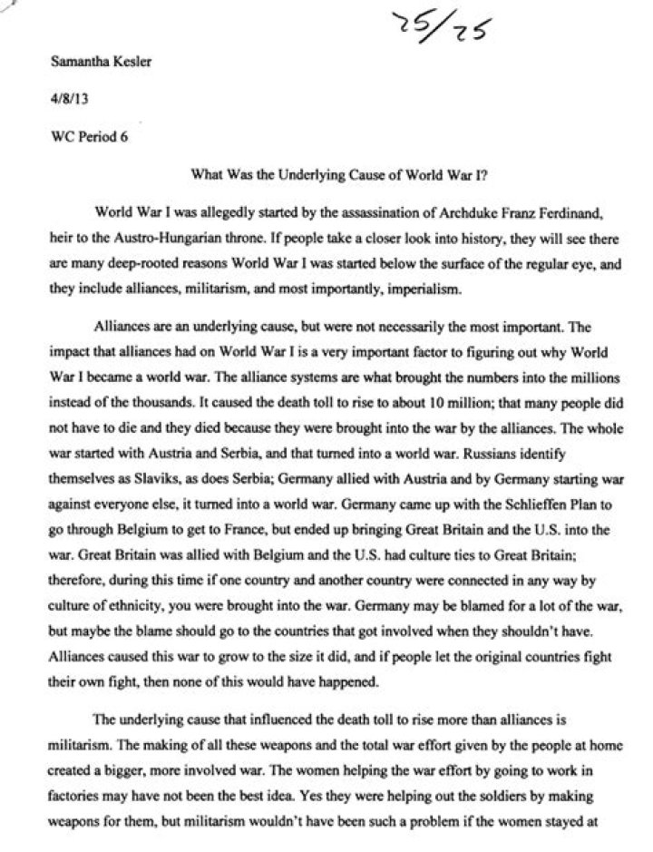 Who and or what caused World War 1 Dbq essay?