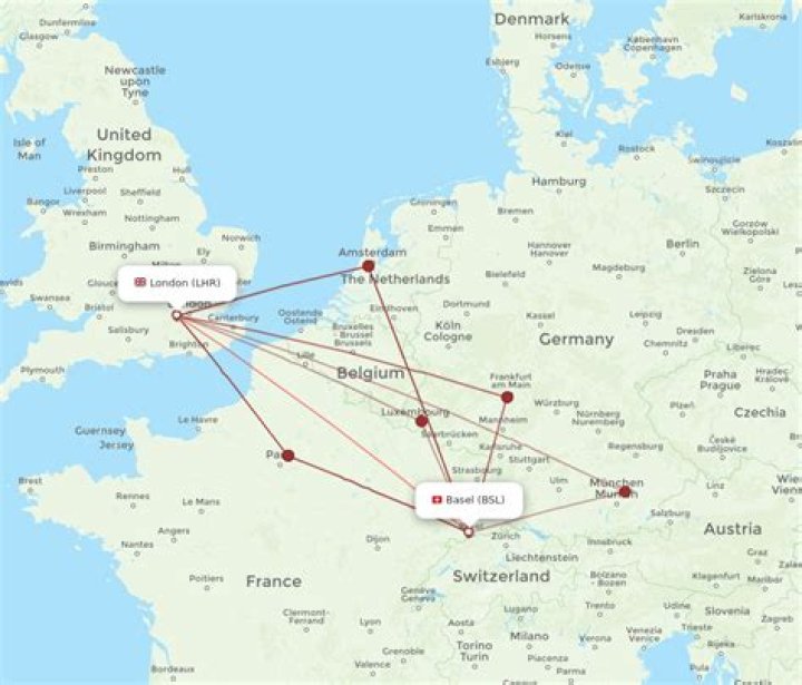 Who flies direct to Basel from UK?